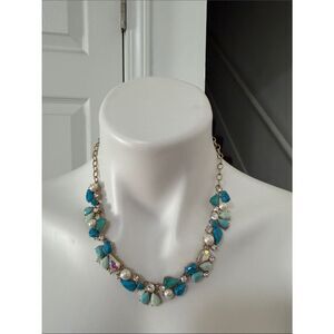 J. Crew Teal and Turquoise Cluster Necklace